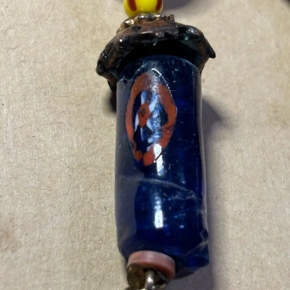 Artisan Blue and Silver Dangle Earrings - Picture 3 of 6